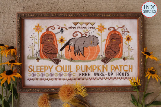 Sleepy Owl Pumpkin Patch - Lindy Stitches - Cross Stitch Pattern