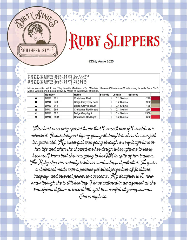 Ruby Slippers - Dirty Annie's - Cross Stitch Pattern