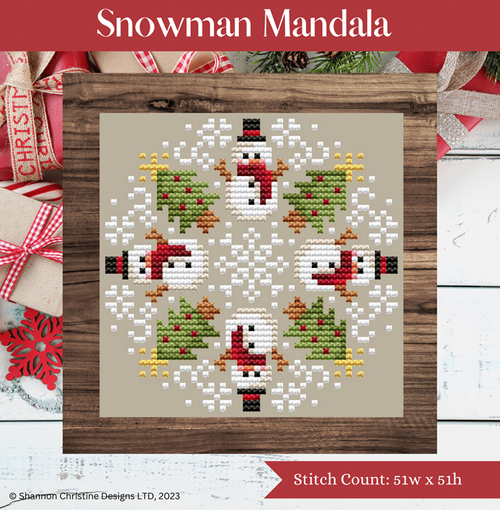 Snowman Mandala - Shannon Christine Designs - Cross Stitch Pattern, Needlecraft Patterns, The Crafty Grimalkin - A Cross Stitch Store