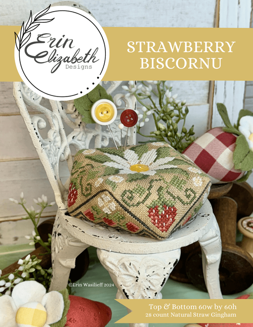 Strawberry Biscornu by Erin Elizabeth Designs - Cross Stitch Pattern