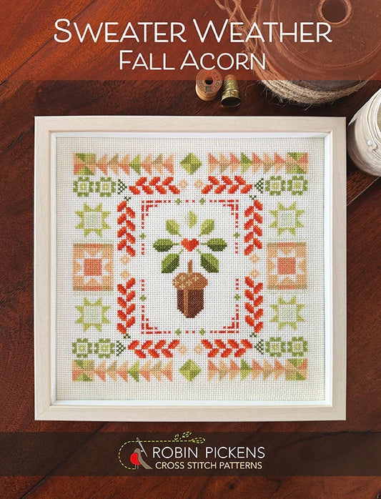 Sweater Weather Fall Acorn - Robin Pickens Cross Stitch Patterns