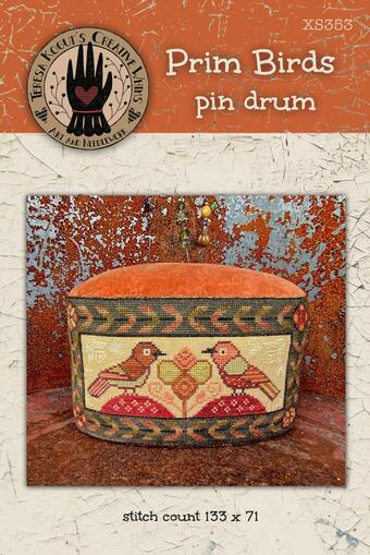 Prim Birds Pin Drum - Teresa Kogut - Cross Stitch Pattern