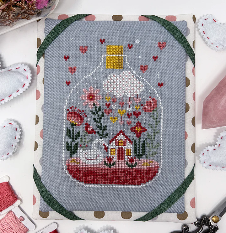 Valentine Terrarium - Tiny Modernist - Cross Stitch Pattern, Needlecraft Patterns, Needlecraft Patterns, The Crafty Grimalkin - A Cross Stitch Store