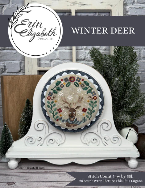 PREORDER Winter Deer - Erin Elizabeth Designs - Cross Stitch Pattern, Needlecraft Patterns, The Crafty Grimalkin - A Cross Stitch Store