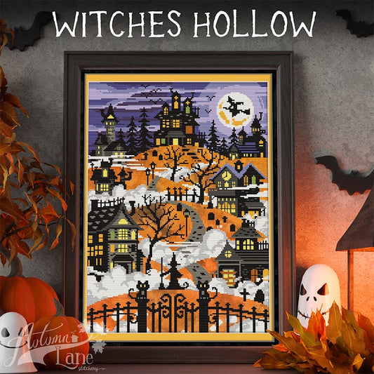 PREORDER Witches Hollow - Autumn Lane - Cross Stitch Pattern, Needlecraft Patterns, The Crafty Grimalkin - A Cross Stitch Store