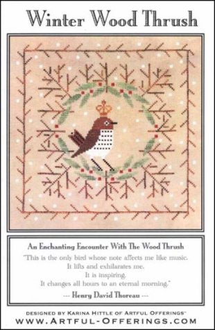 Winter Wood Thrush - Artful Offerings - Cross Stitch Pattern