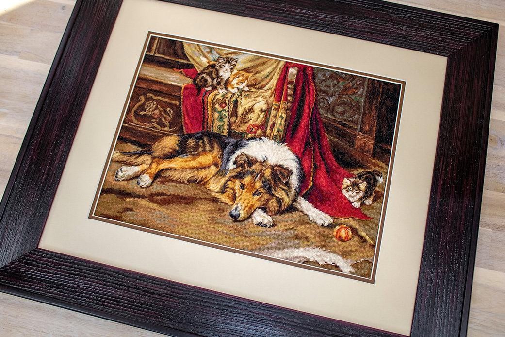 A Reluctant Playmate B585L Counted Cross-Stitch Kit, The Crafty Grimalkin - A Cross Stitch Store