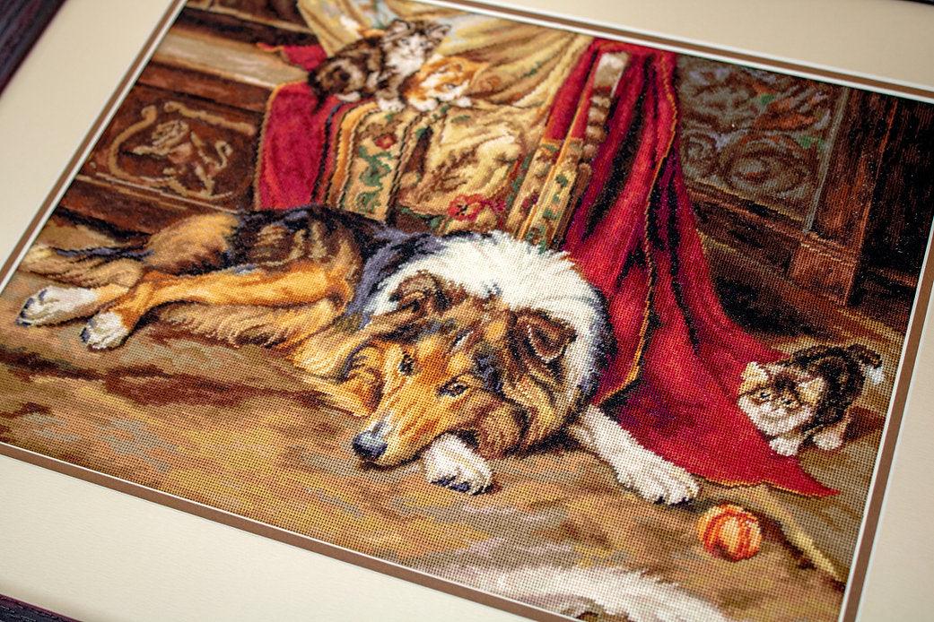 A Reluctant Playmate B585L Counted Cross-Stitch Kit, The Crafty Grimalkin - A Cross Stitch Store