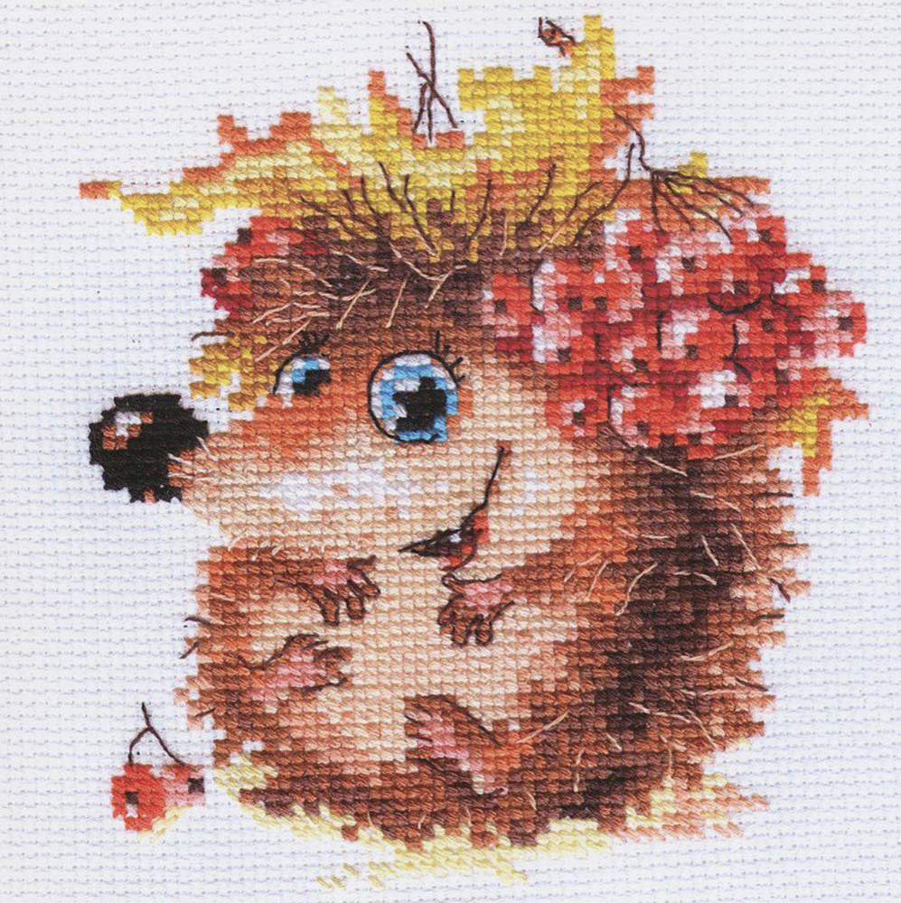 Autumn Hedgehog 0-75 Counted Cross-Stitch Kit, Needlecraft Kits, Needlecraft Kits, The Crafty Grimalkin - A Cross Stitch Store