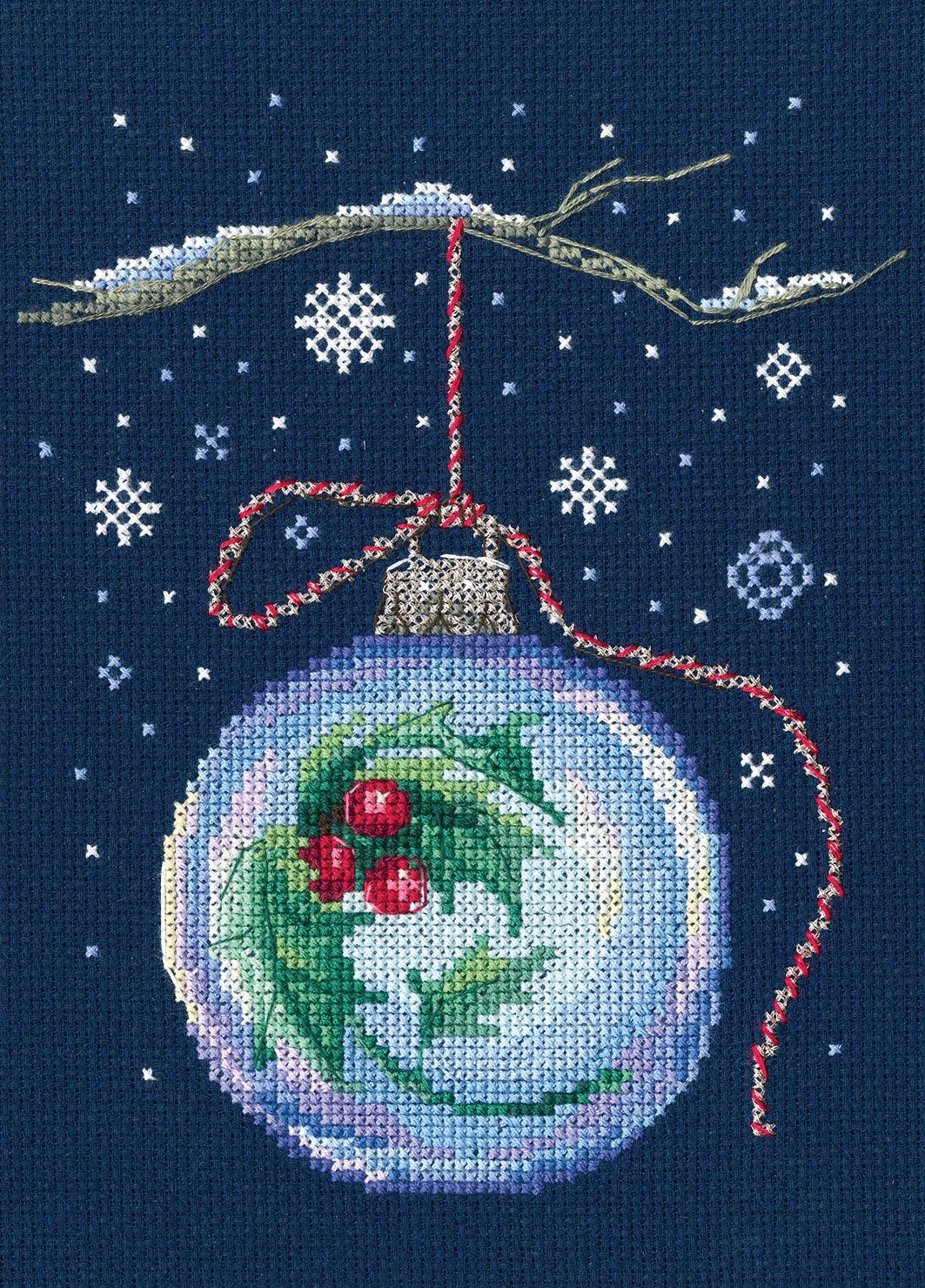 Ball with a sprig of holly C291 Counted Cross Stitch Kit, The Crafty Grimalkin - A Cross Stitch Store