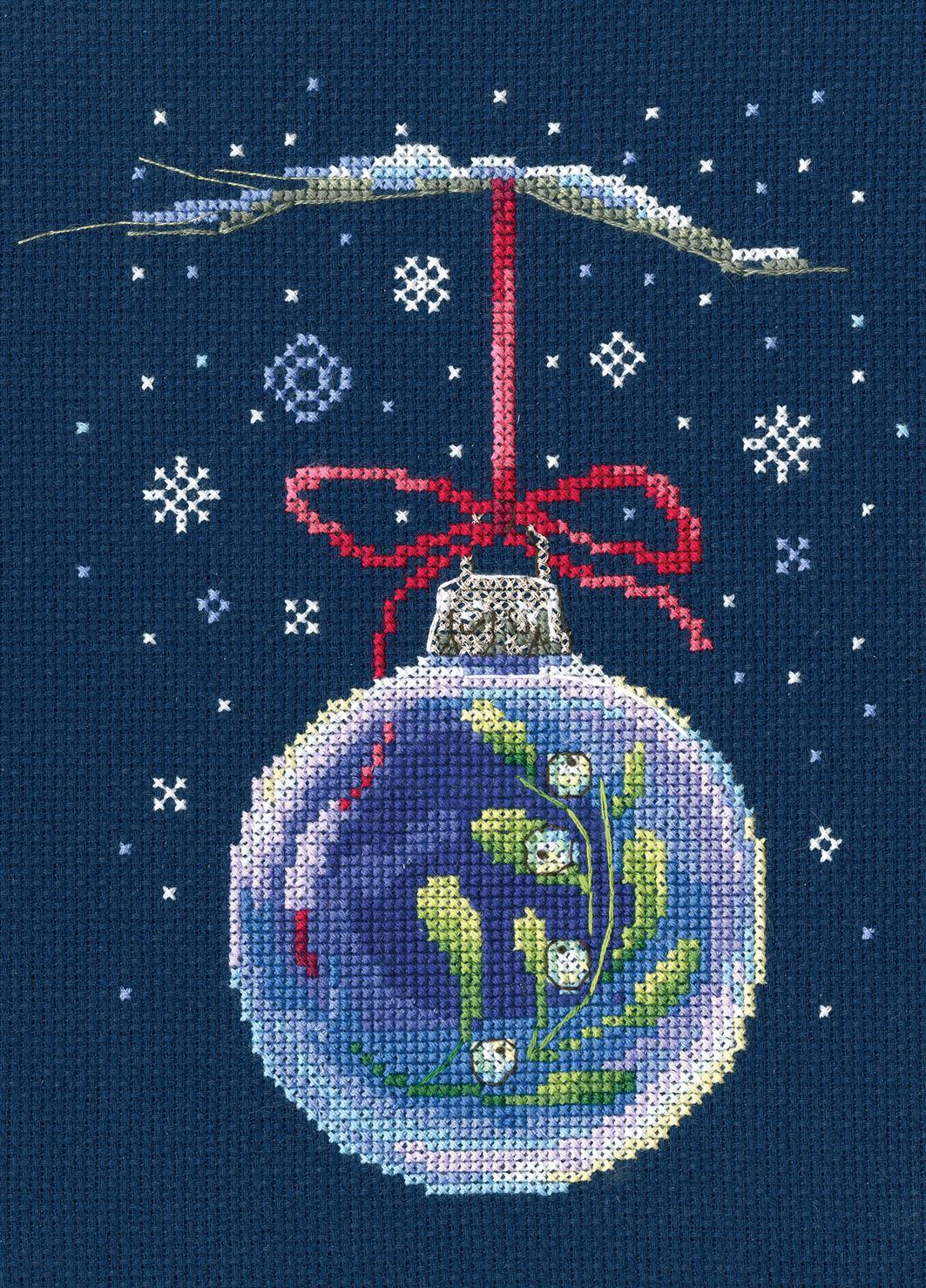 Ball with a sprig of mistletoe C290 Counted Cross Stitch Kit, The Crafty Grimalkin - A Cross Stitch Store