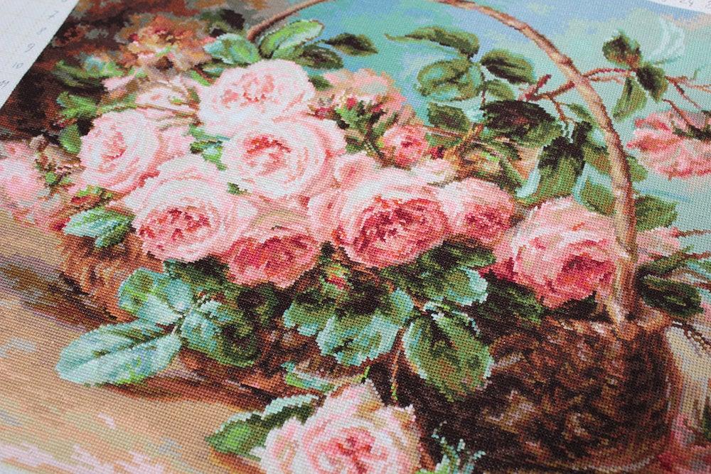 Basket of Roses B547L Counted Cross-Stitch Kit, Needlecraft Kits, Needlecraft Kits, The Crafty Grimalkin - A Cross Stitch Store