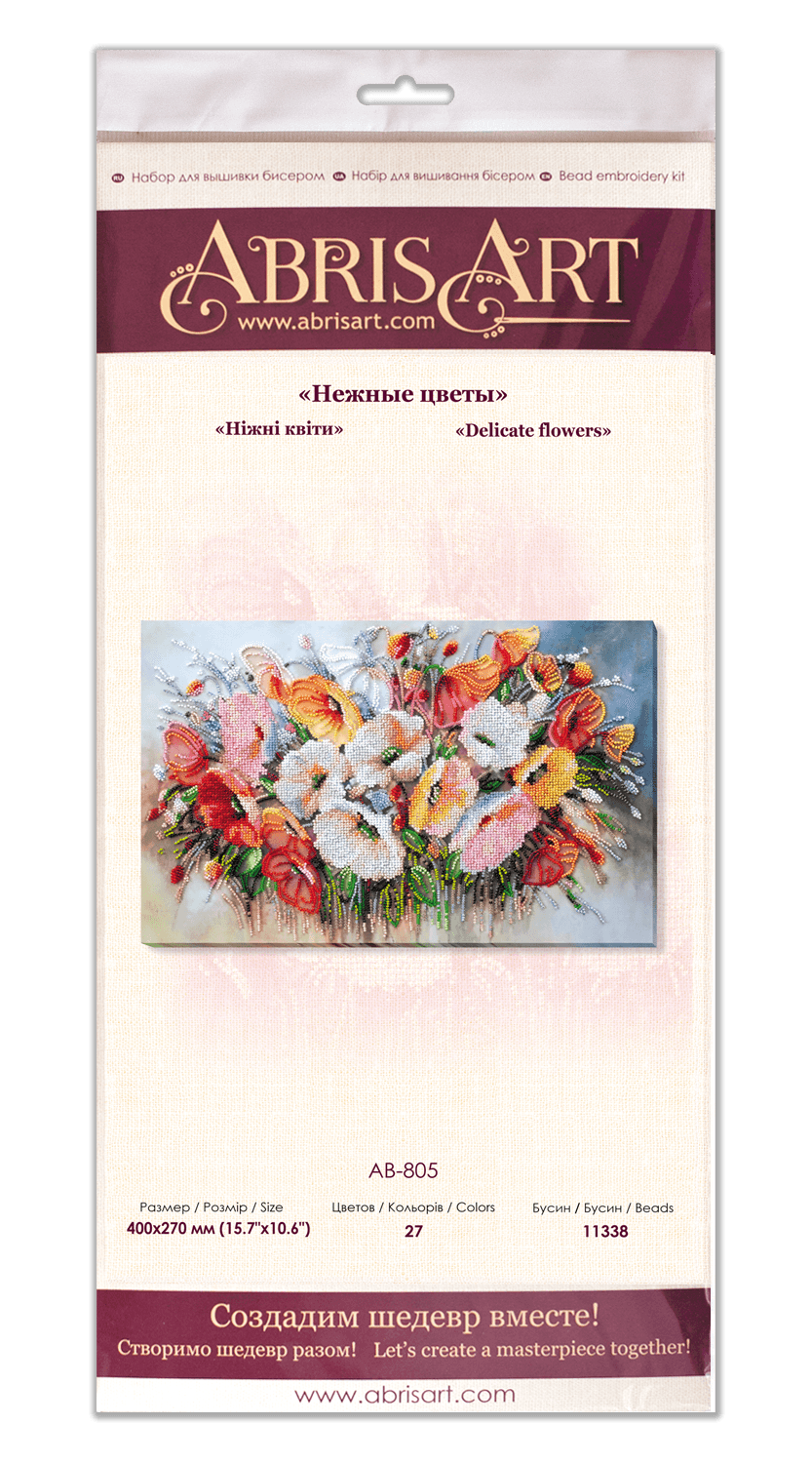 Bead Embroidery Kit - Delicate flowers AB-805, The Crafty Grimalkin - A Cross Stitch Store