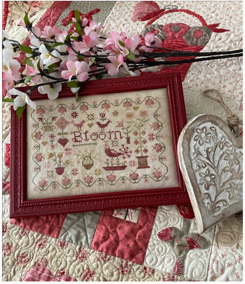 Bloom, Words to Stitch By #1 - Pansy Patch Quilts and Stitchery - Cross Stitch Pattern, Needlecraft Patterns, The Crafty Grimalkin - A Cross Stitch Store