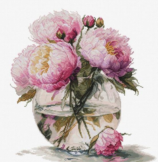 Bouquet of Peonies B7028L Counted Cross-Stitch Kit, The Crafty Grimalkin - A Cross Stitch Store