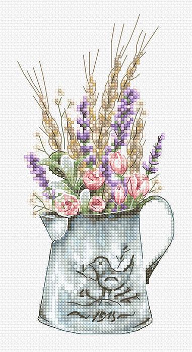 Bouquet with lavender B7008L Counted Cross-Stitch Kit, Needlecraft Kits, Needlecraft Kits, The Crafty Grimalkin - A Cross Stitch Store