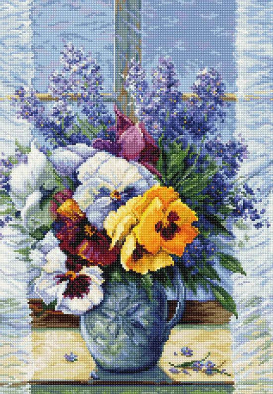 Bouquet with Pansie B7030L Counted Cross-Stitch Kit, The Crafty Grimalkin - A Cross Stitch Store