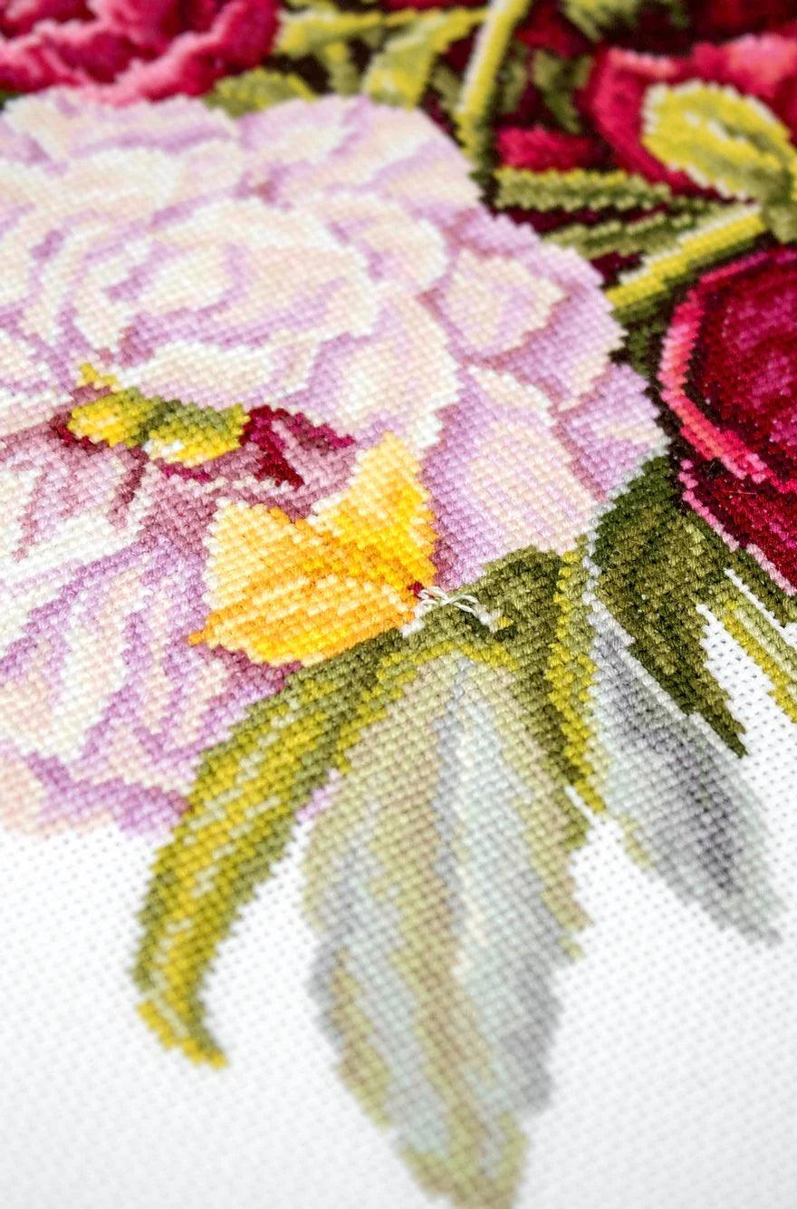 Bouquet with peonies B2354L Counted Cross-Stitch Kit, The Crafty Grimalkin - A Cross Stitch Store