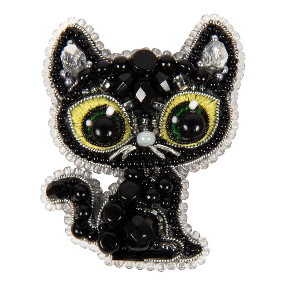 BP-330C Beadwork kit for creating brooch Crystal Art "Black cat", The Crafty Grimalkin - A Cross Stitch Store