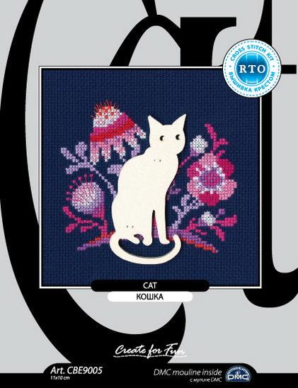 Cat CBE9005 Cross stitch kits with plywood form, The Crafty Grimalkin - A Cross Stitch Store