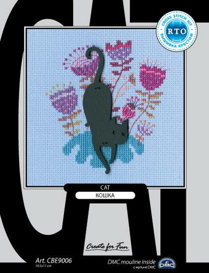 Cat CBE9006 Cross stitch kits with plywood form, The Crafty Grimalkin - A Cross Stitch Store