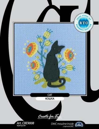 Cat CBE9008 Cross stitch kits with plywood form, The Crafty Grimalkin - A Cross Stitch Store