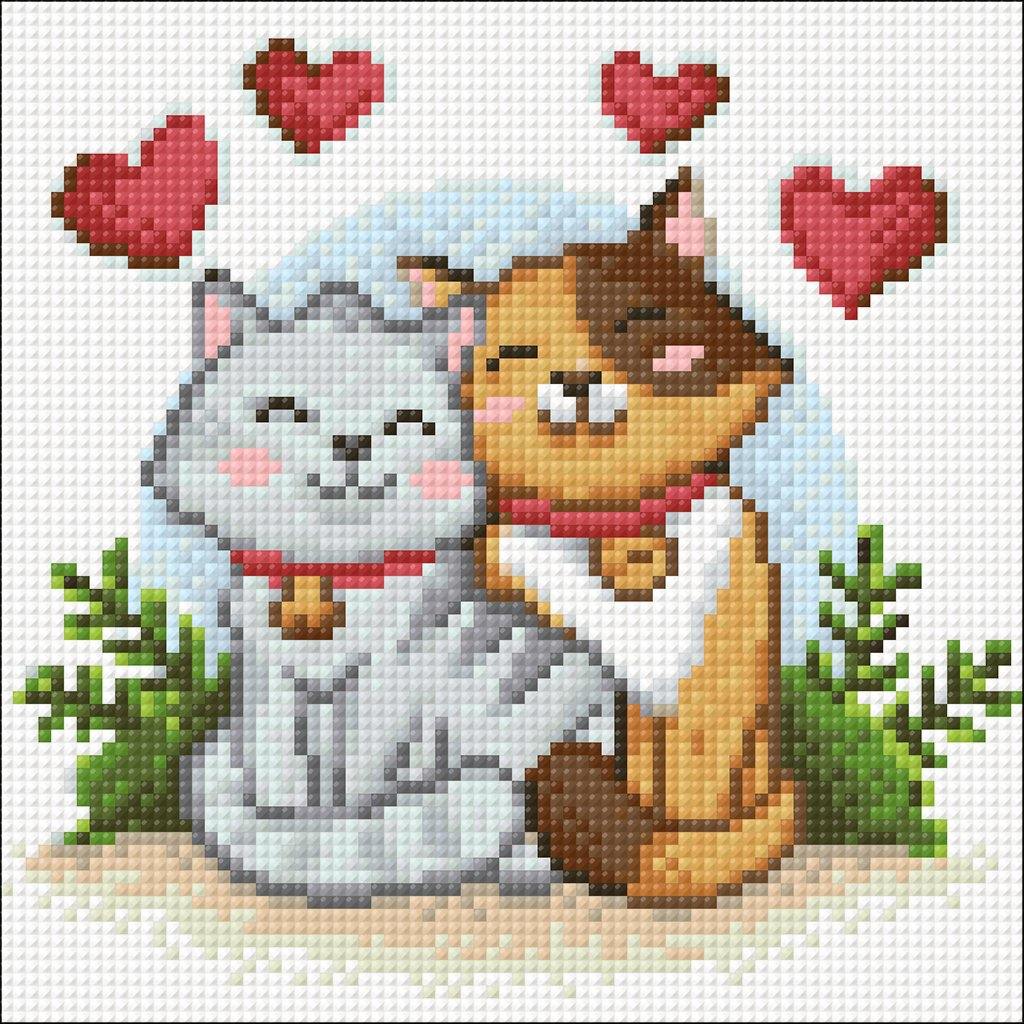 Cat Love CS2696 7.9 x 7.9 inches Crafting Spark Diamond Painting Kit, The Crafty Grimalkin - A Cross Stitch Store