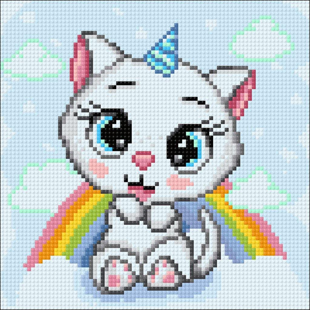 Cat with Rainbow CS2708 7.9 x 7.9 inches Crafting Spark Diamond Painting Kit, The Crafty Grimalkin - A Cross Stitch Store