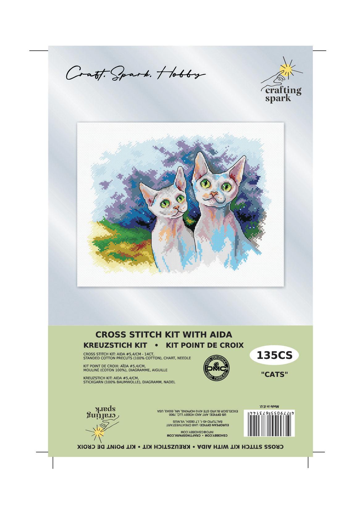 Cats 135CS Counted Cross-Stitch Kit, The Crafty Grimalkin - A Cross Stitch Store