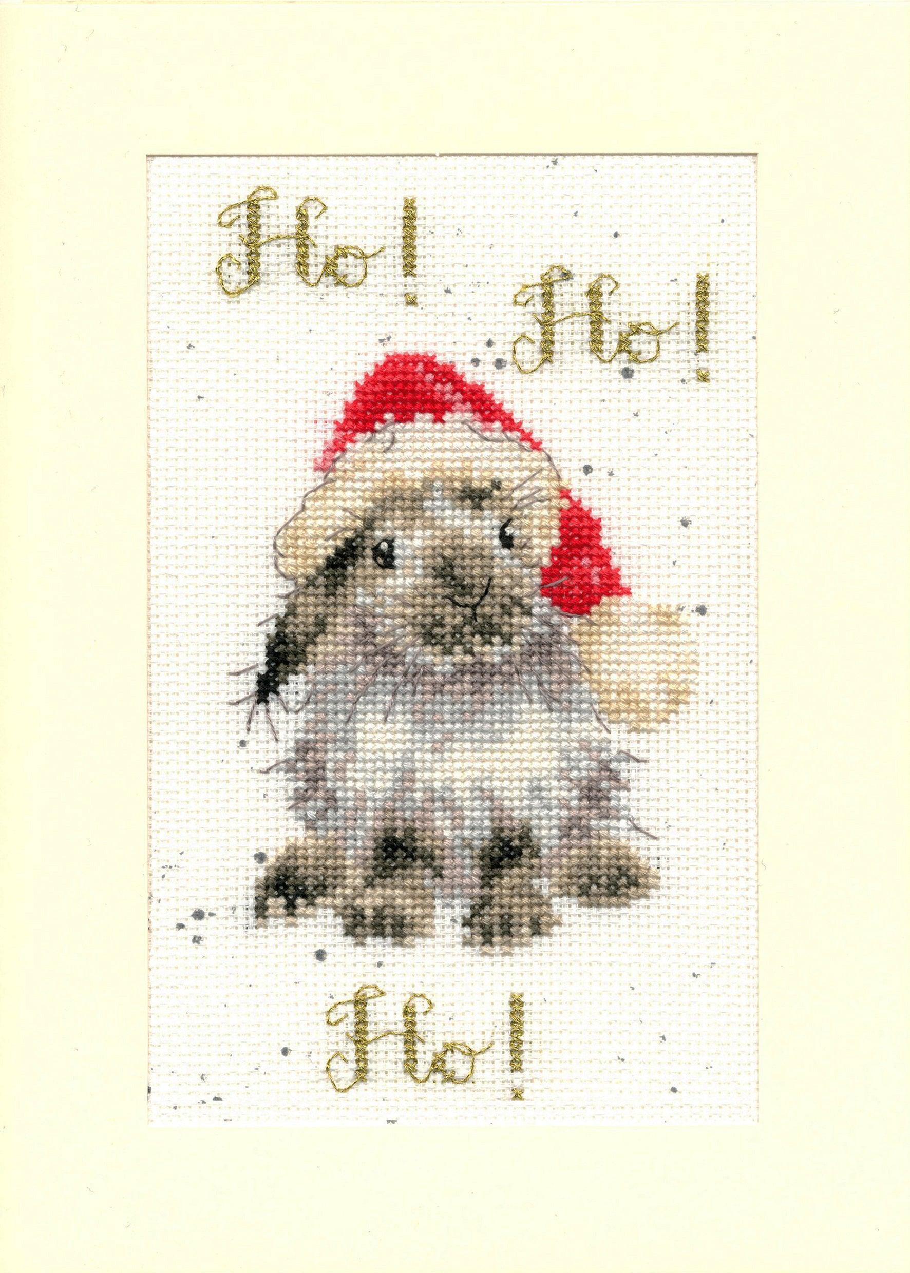 Christmas Card - Ho! Ho! Ho! XMAS49 Counted Cross Stitch Kit, The Crafty Grimalkin - A Cross Stitch Store