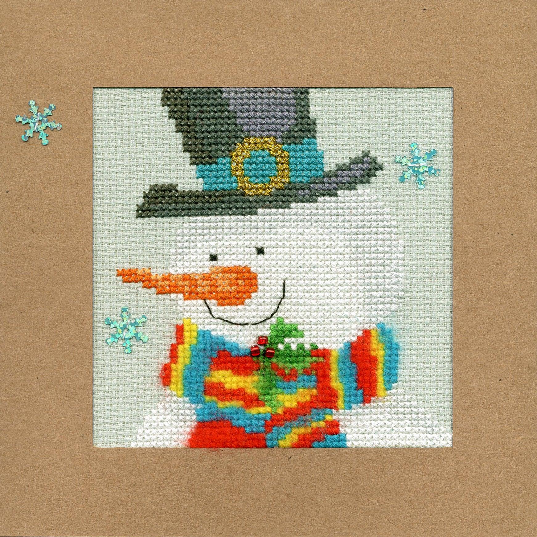 Christmas Card - Snowy Man XMAS17 Counted Cross Stitch Kit, The Crafty Grimalkin - A Cross Stitch Store