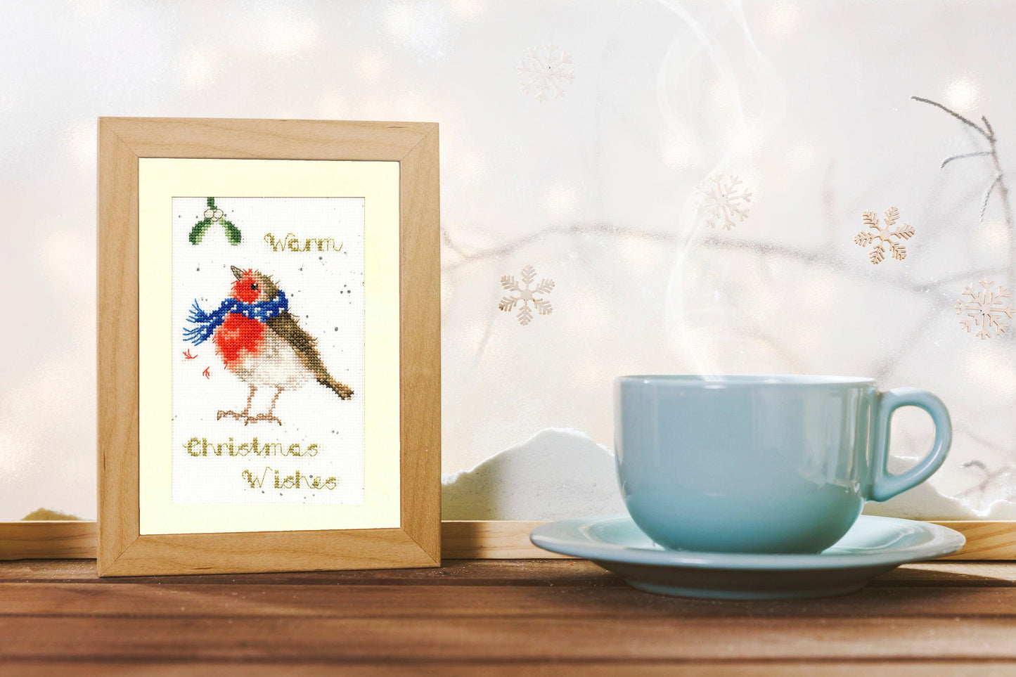 Christmas Card - Warm Wishes XMAS47 Counted Cross Stitch Kit, The Crafty Grimalkin - A Cross Stitch Store