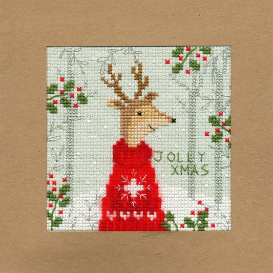 Christmas Card - Xmas Deer XMAS12 Counted Cross Stitch Kit, The Crafty Grimalkin - A Cross Stitch Store