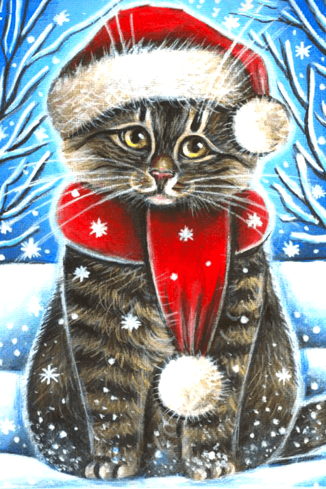 Christmas Cat CS2436 7.9 x 11.8 inches Crafting Spark Diamond Painting Kit, The Crafty Grimalkin - A Cross Stitch Store