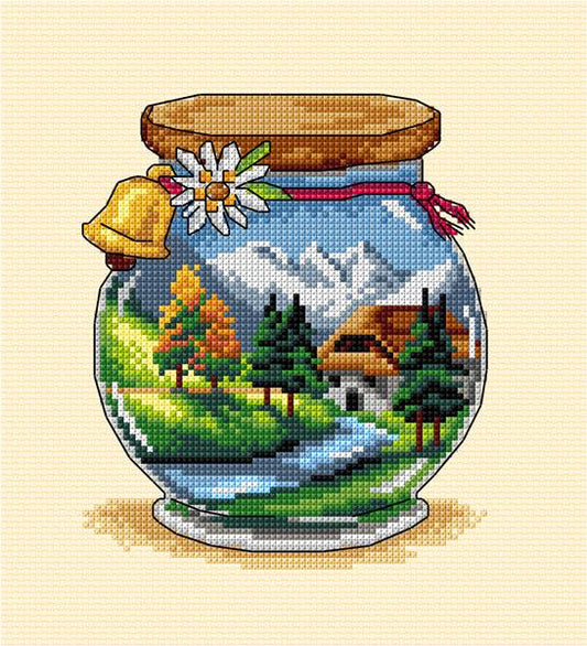 Complete counted cross stitch kit  "Vacation memories - Mountains", The Crafty Grimalkin - A Cross Stitch Store