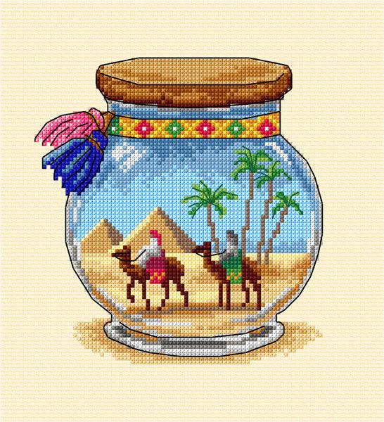 Complete counted cross stitch kit  "Vacation memories - Pyramids", The Crafty Grimalkin - A Cross Stitch Store