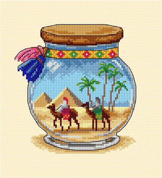 Complete counted cross stitch kit  "Vacation memories - Pyramids", The Crafty Grimalkin - A Cross Stitch Store