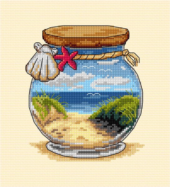 Complete counted cross stitch kit  "Vacation memories - Sea and Beach", The Crafty Grimalkin - A Cross Stitch Store