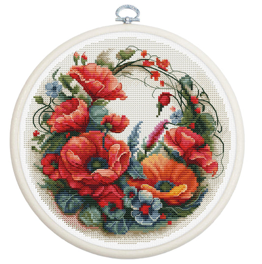 Composition With Poppies BC209l Counted Cross-Stitch Kit, The Crafty Grimalkin - A Cross Stitch Store