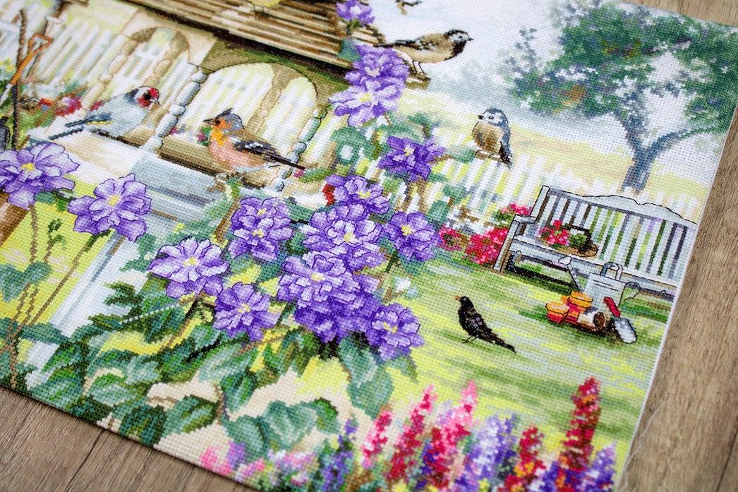 Counted Cross Stitch Kit Bird table  Leti944, Needlecraft Kits, Needlecraft Kits, The Crafty Grimalkin - A Cross Stitch Store