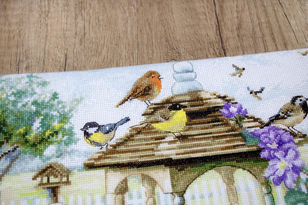 Counted Cross Stitch Kit Bird table  Leti944, Needlecraft Kits, Needlecraft Kits, The Crafty Grimalkin - A Cross Stitch Store