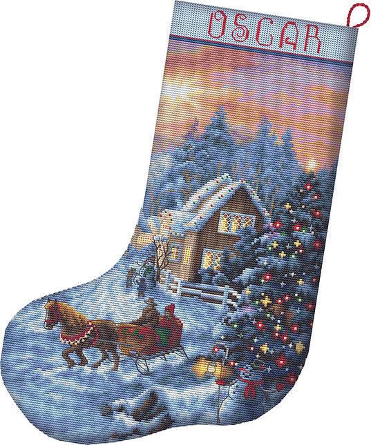 Counted Cross Stitch Kit Christmas Eve Stocking L8011, Needlecraft Kits, The Crafty Grimalkin - A Cross Stitch Store