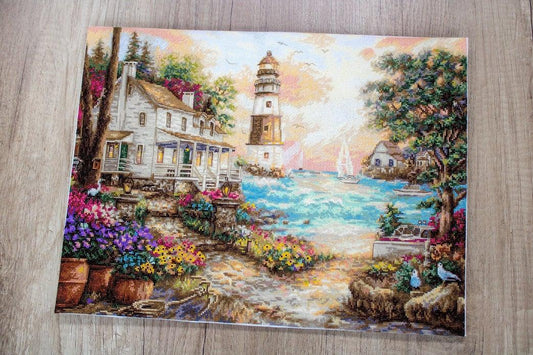 Counted Cross Stitch Kit Cottage by the sea Leti962, Needlecraft Kits, Needlecraft Kits, The Crafty Grimalkin - A Cross Stitch Store