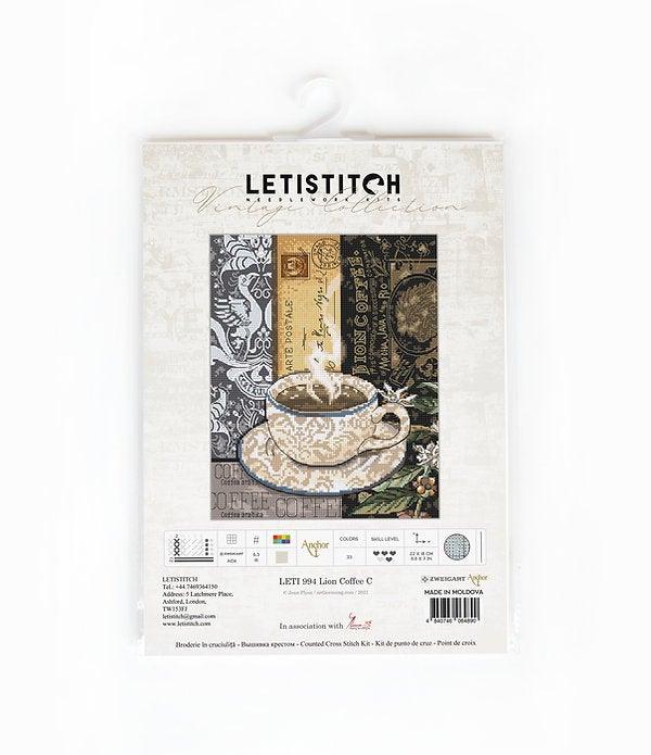 Counted Cross Stitch Kit Lion Coffee C Leti994, Needlecraft Kits, Needlecraft Kits, The Crafty Grimalkin - A Cross Stitch Store