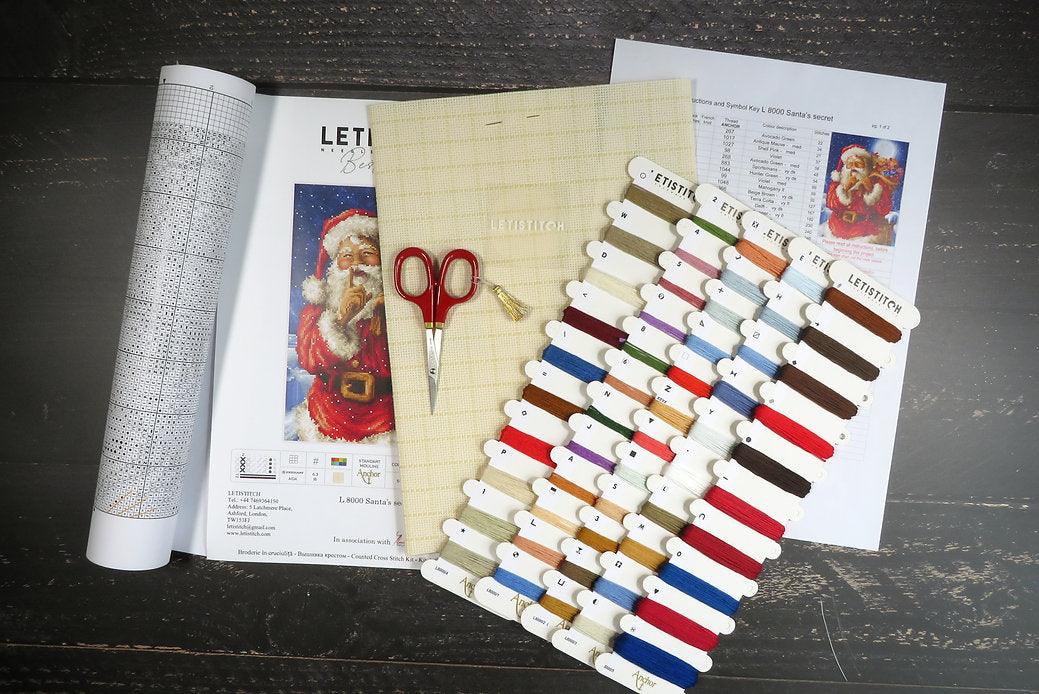 Counted Cross Stitch Kit Santa Christmas secret L8000, Needlecraft Kits, The Crafty Grimalkin - A Cross Stitch Store