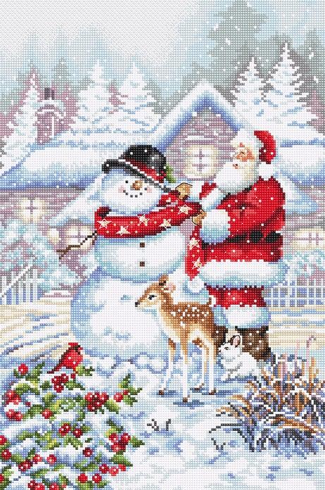 Counted Cross Stitch Kit Snowman and Santa L8015, Needlecraft Kits, Needlecraft Kits, The Crafty Grimalkin - A Cross Stitch Store