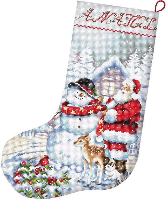 Counted Cross Stitch Kit Snowman and Santa Stocking L8016, Needlecraft Kits, Needlecraft Kits, The Crafty Grimalkin - A Cross Stitch Store