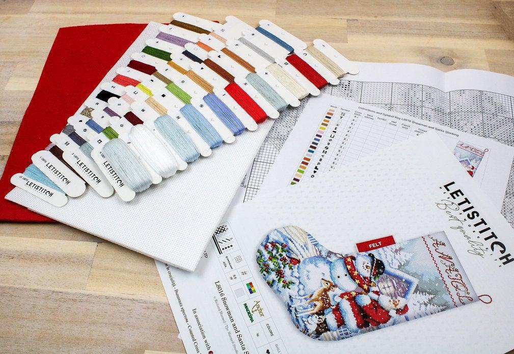 Counted Cross Stitch Kit Snowman and Santa Stocking L8016, Needlecraft Kits, Needlecraft Kits, The Crafty Grimalkin - A Cross Stitch Store