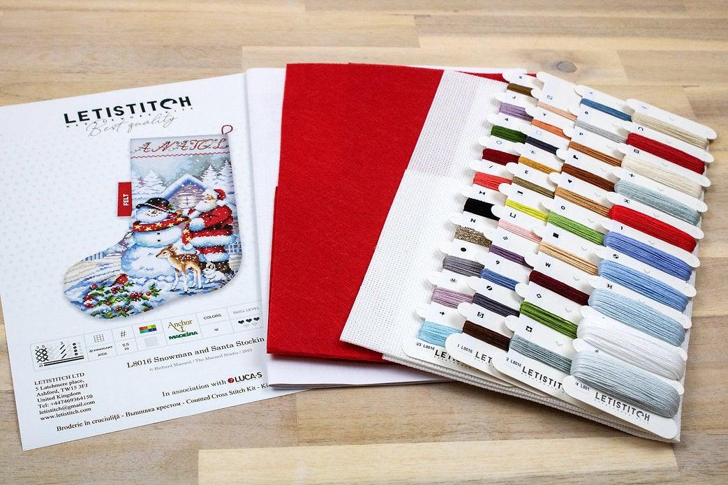 Counted Cross Stitch Kit Snowman and Santa Stocking L8016, Needlecraft Kits, Needlecraft Kits, The Crafty Grimalkin - A Cross Stitch Store