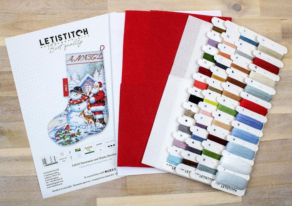 Counted Cross Stitch Kit Snowman and Santa Stocking L8016, Needlecraft Kits, Needlecraft Kits, The Crafty Grimalkin - A Cross Stitch Store